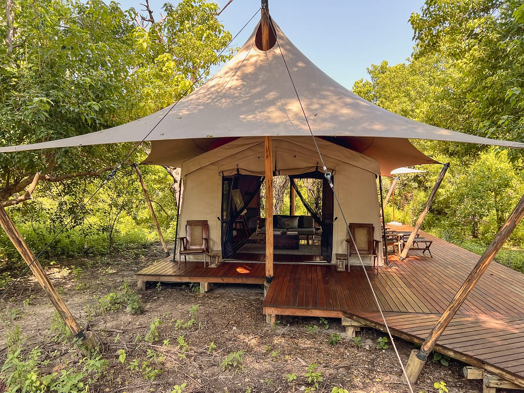 The reception or meeting point of the camp in Botswana