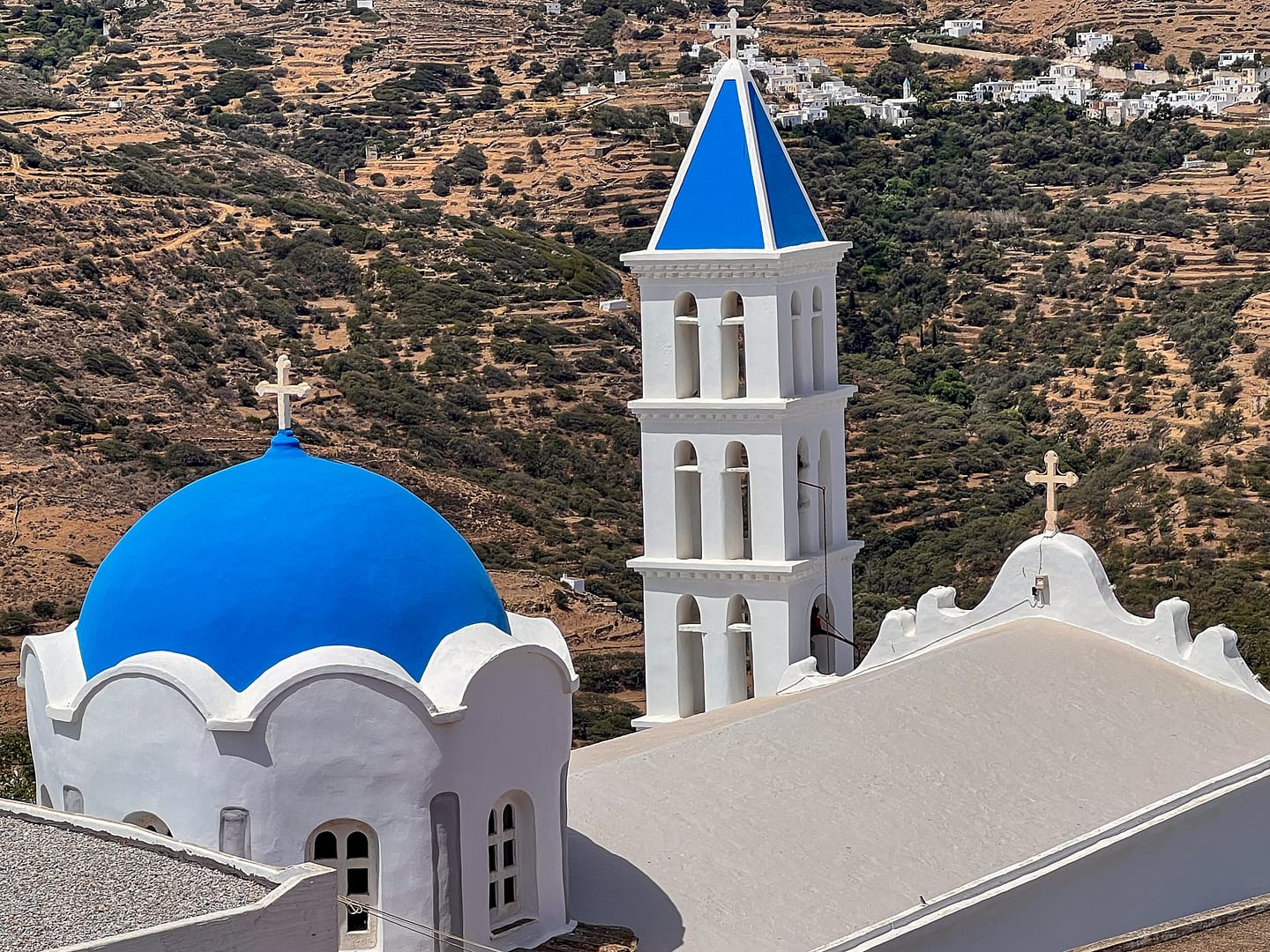 A blue-dome Church in Tinos