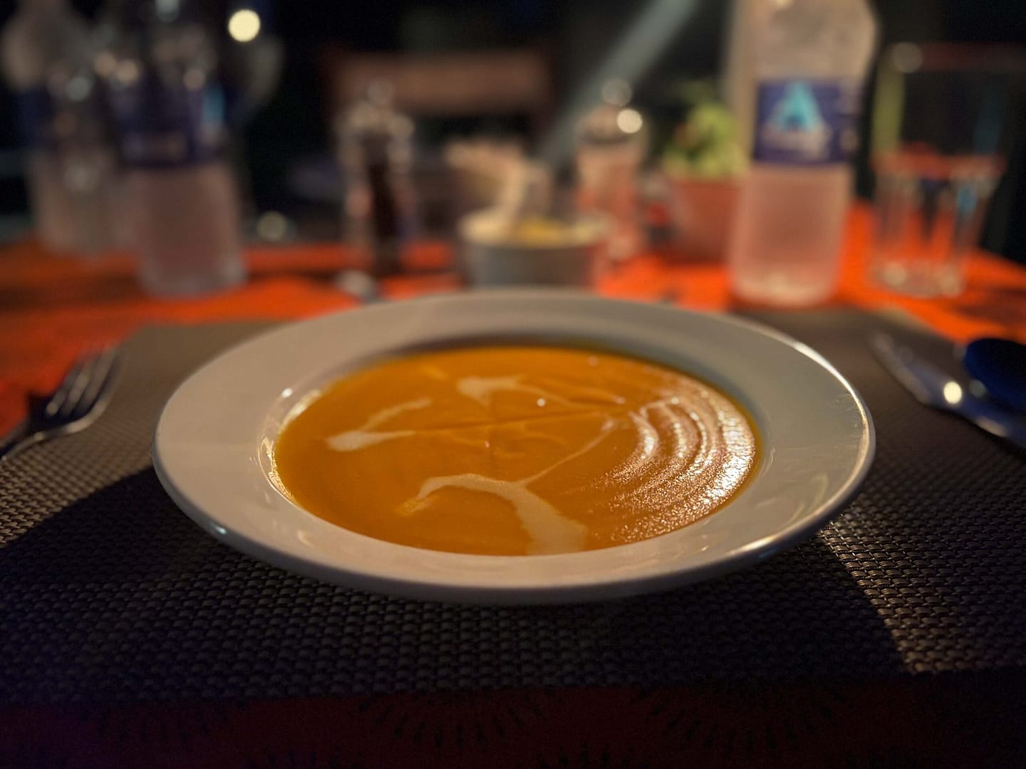 Kürbissuppe in der Masuwe Lodge