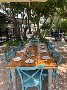 The outside eating space at Klein Roosboom