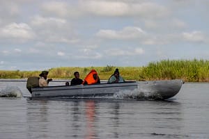 A river boat on the Okavango delta
