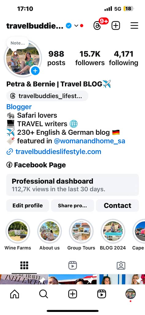 Travelbuddieslifestyle Instagram profile page