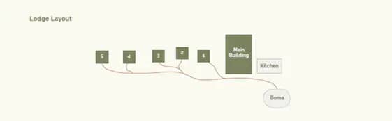 A map showing the llayout of Mountain Lodge at Sediba showing the numbers of the suites