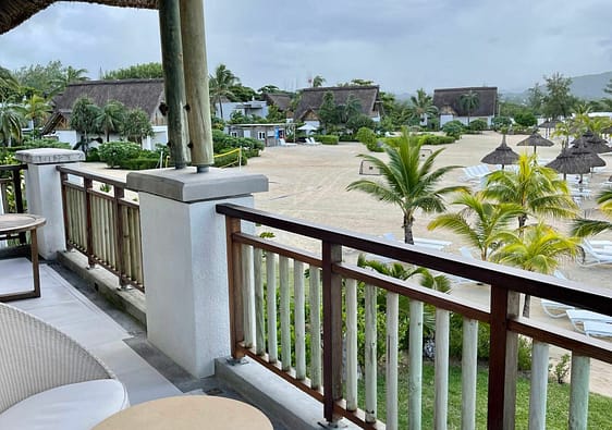 Travelbuddieslifestyle at Mauritius views of palm trees from balcony Preskil Resort