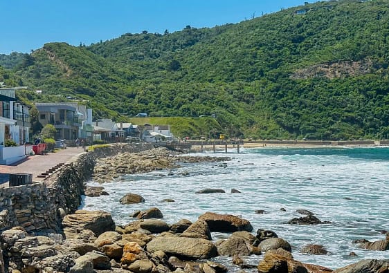 Victoria Bay, Garden Route, South Africa, beach scenery with surfers