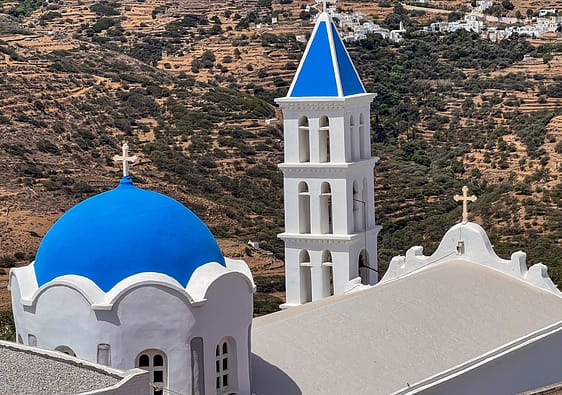A blue-dome Church in Tinos