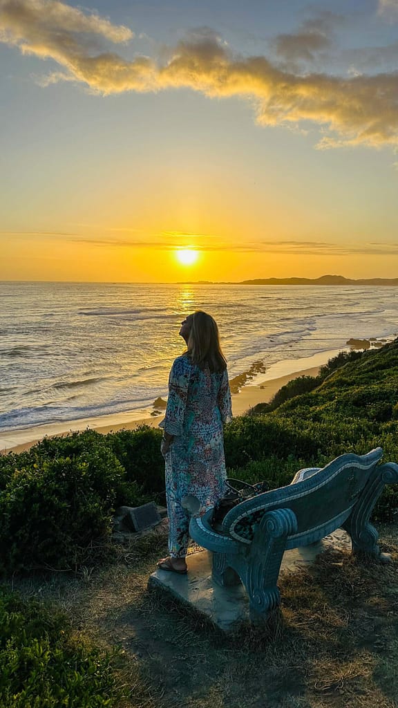 Garden Route, Brenton on Sea sunset view bench to lookout to the sea