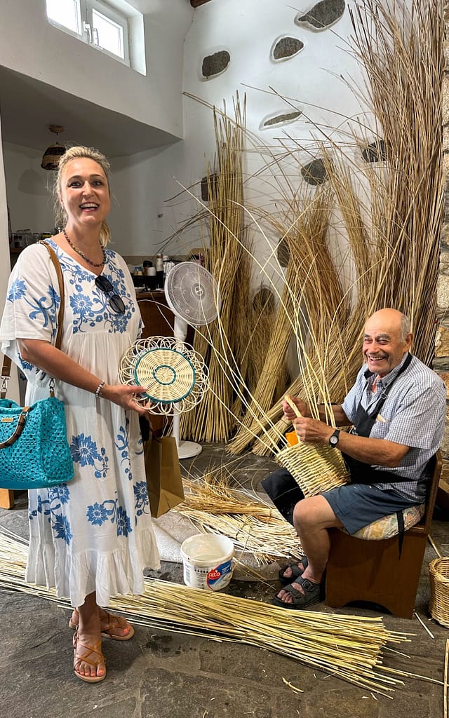 basket weaver in Volax on Tinos in Greece
