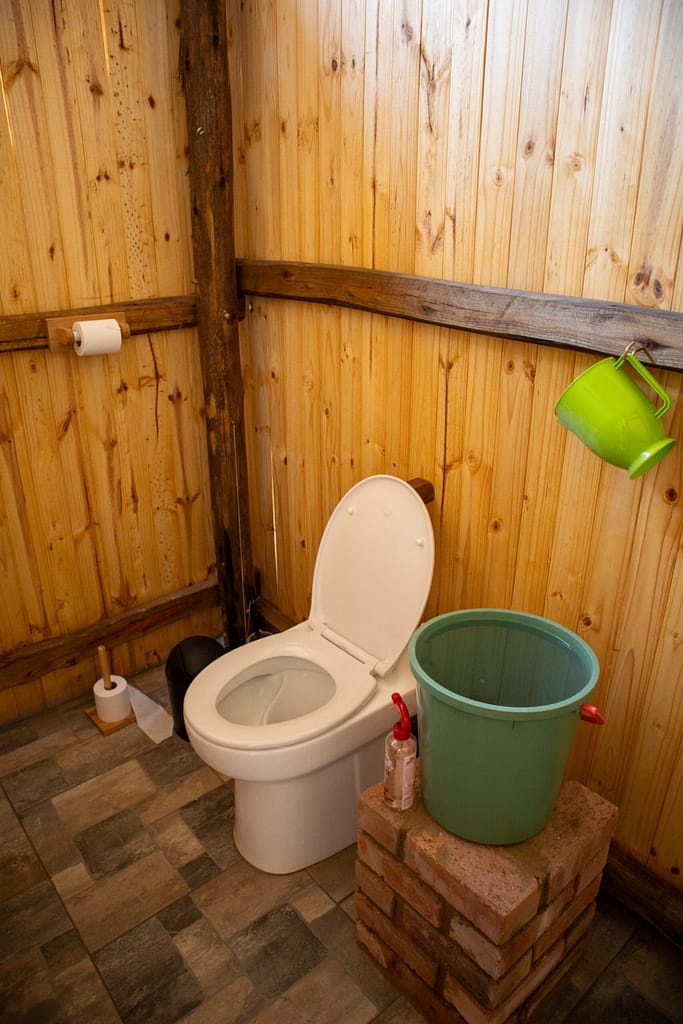 The pit toilets