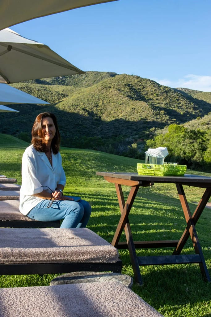 Wildehondekloof - Petra enjoying the tranquil environment next to the pool at Wildehondekloof