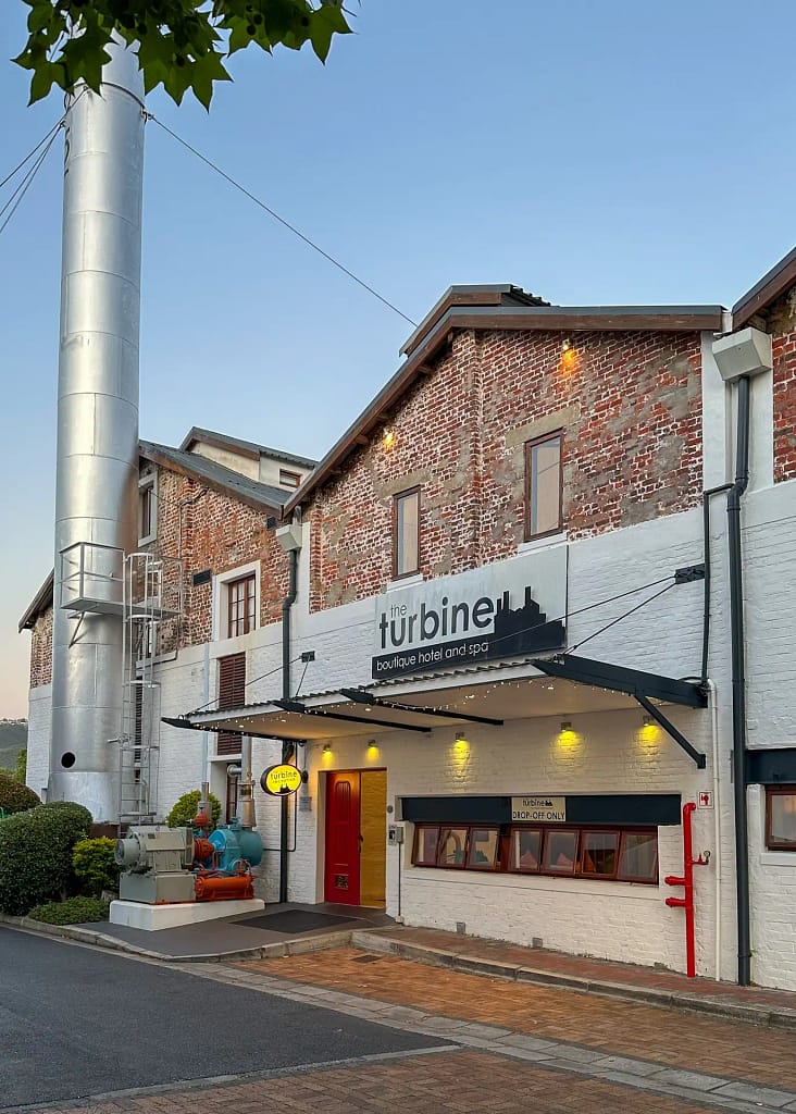 The exterior of the Turbine Hotel and Spa, Thesen Island Knysna, Garden Route small group tour