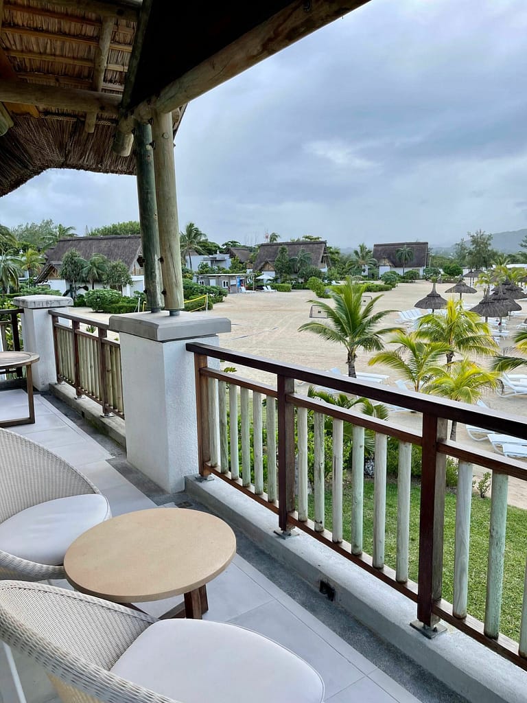 Travelbuddieslifestyle at Mauritius views of palm trees from balcony Preskil Resort