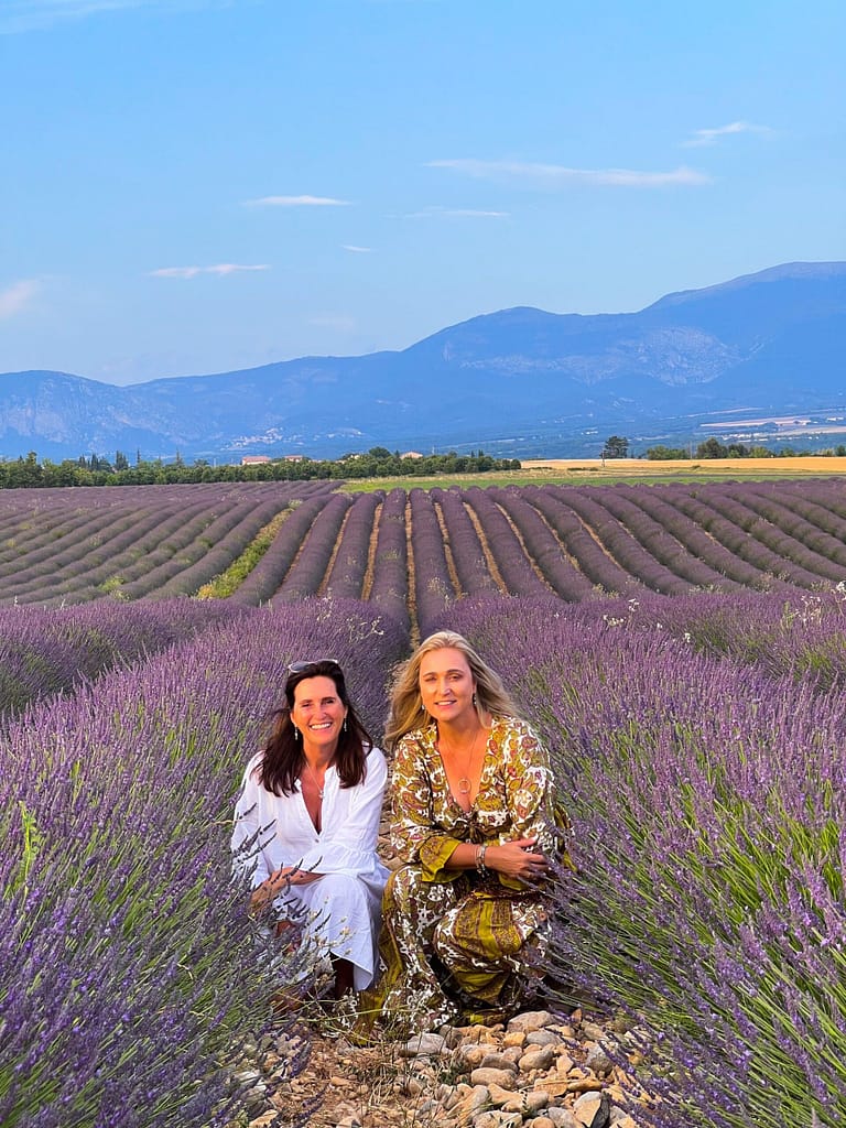 Two ladies sitting in the Lavender Fields in France