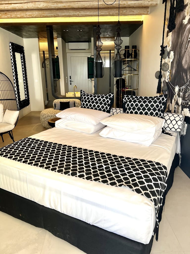 Bedroom views of the stunning suites at the Artemis Deluxe Rooms in Milos