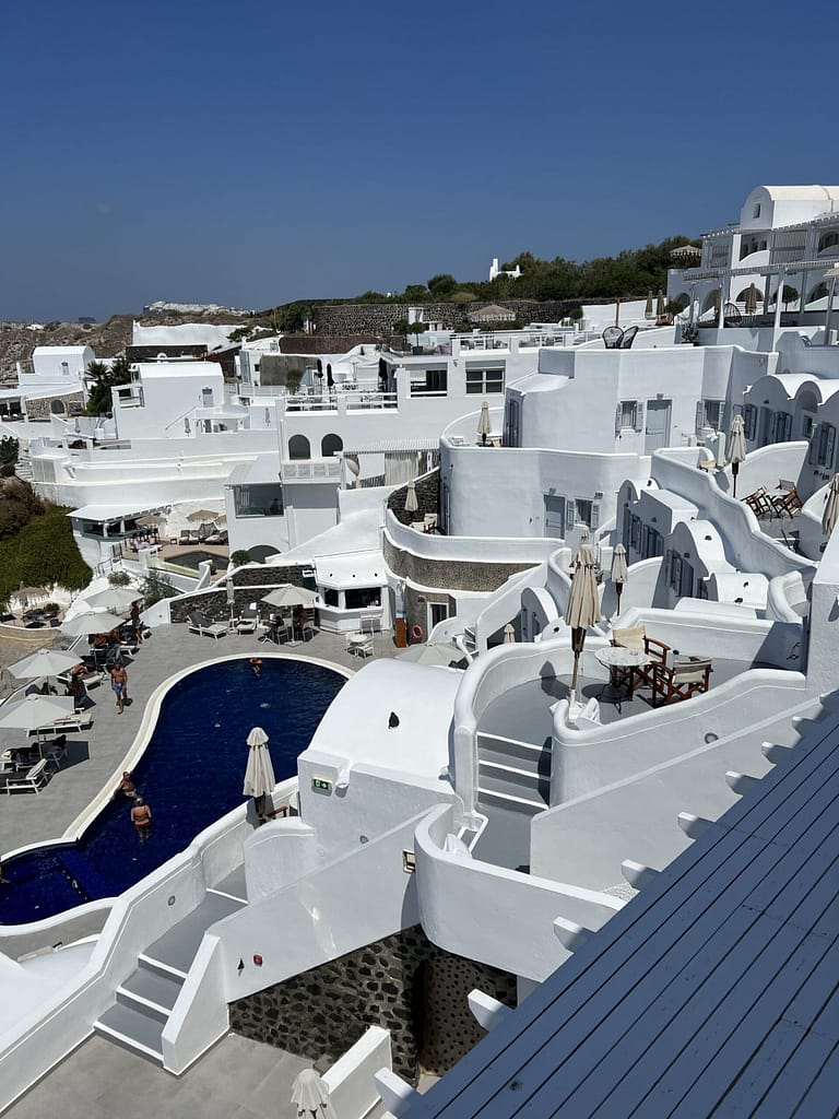 Views of Santorini from Volcano view hotel in the Greek islands