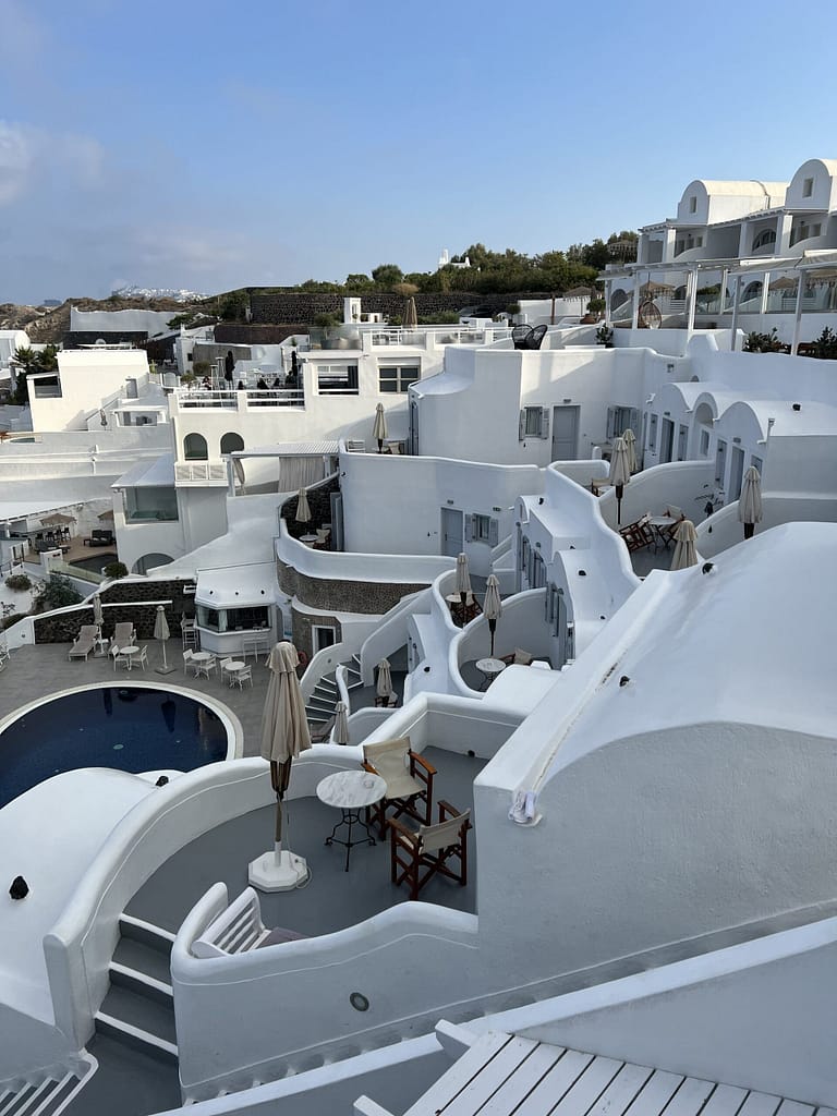 Views of Santorini caldera views and hotels in Greece