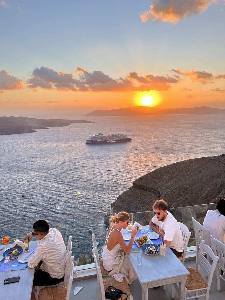 Fanari Restaurant sunset views, Fira Santorini
