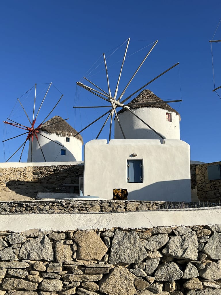 Windmills at Mykonos in Little Venice.Die schönsten giechischen Inseln