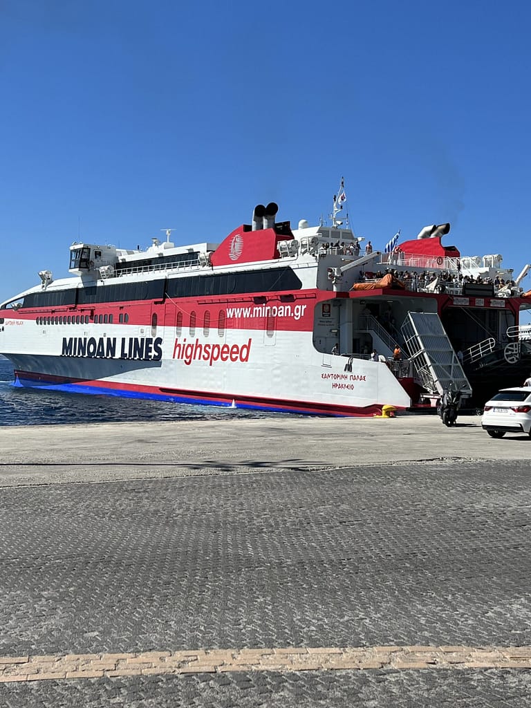 A high speed ferry in the port in Greece