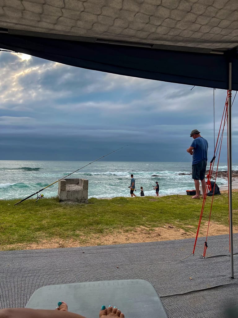 Rock Bay caravan park on the ocean's edge at Park Rynie in South Africa