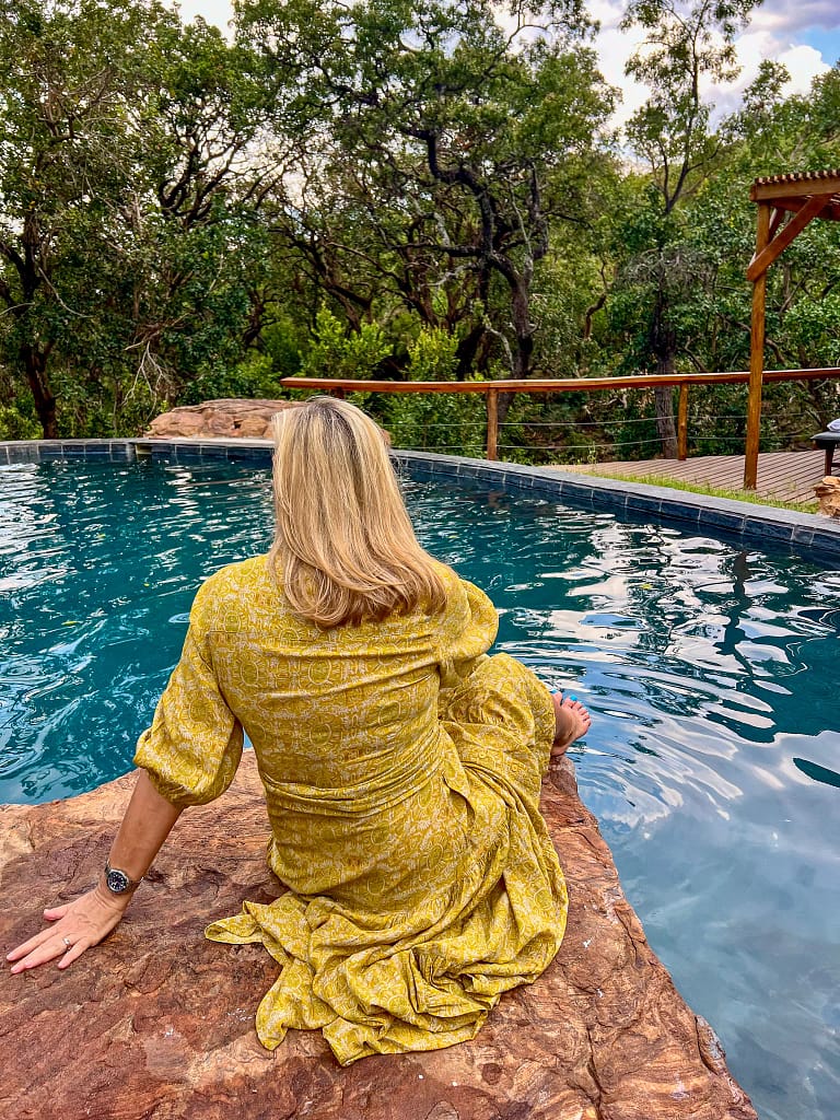 The spectacular pool at the main lodge where elephants often visit for a refreshing shower