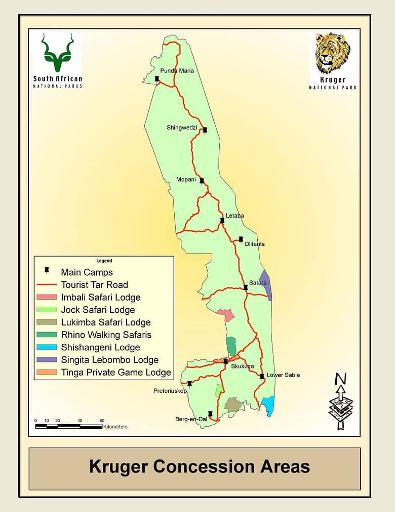 Map of the Kruger Concession Camps
