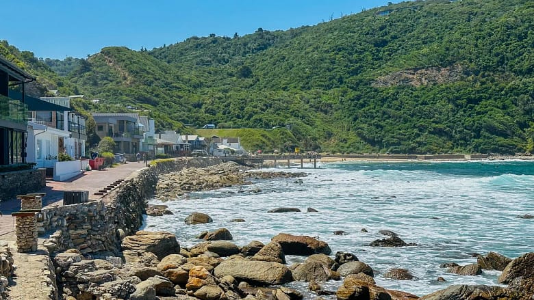 Victoria Bay, Garden Route, South Africa, beach scenery with surfers