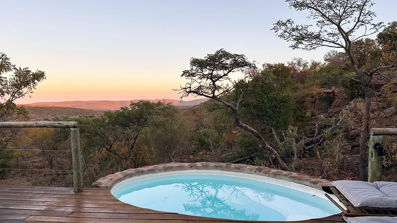 Elephants Crossing, Welgevonden Game Reserve, pool, bush. Safari Lodge