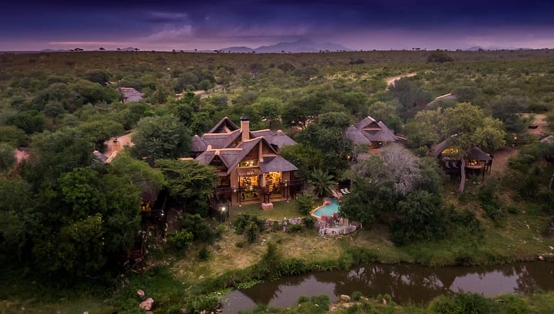 arial views of Lukimbi Safari lodge in Kruger