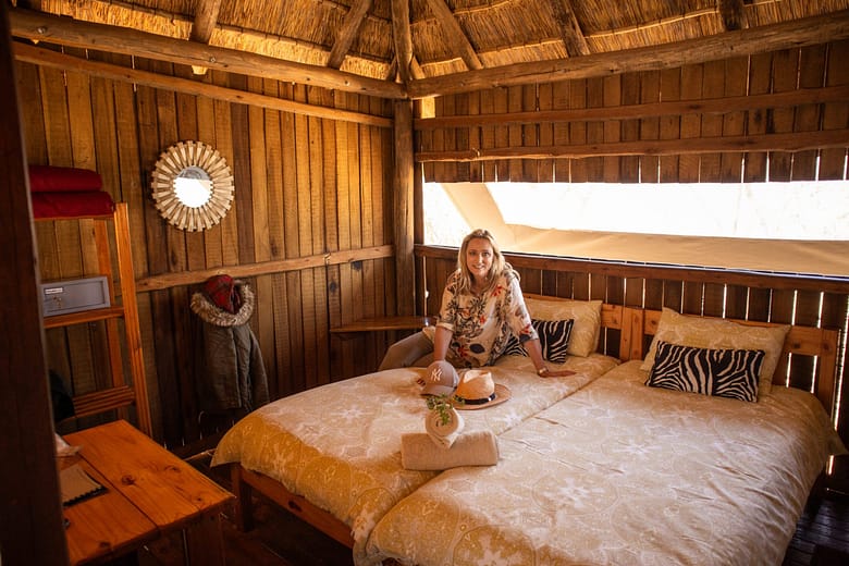 wooden cabins at an eco lodge in the madikwe game reserve