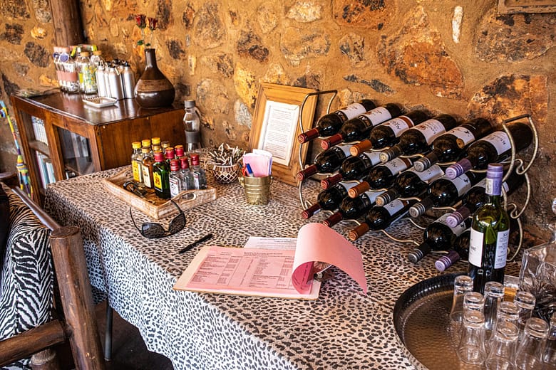 The honesty bar with a wine selection