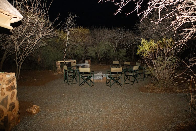 The outside boma area of a eco lodge in Madikwe Game Reserve