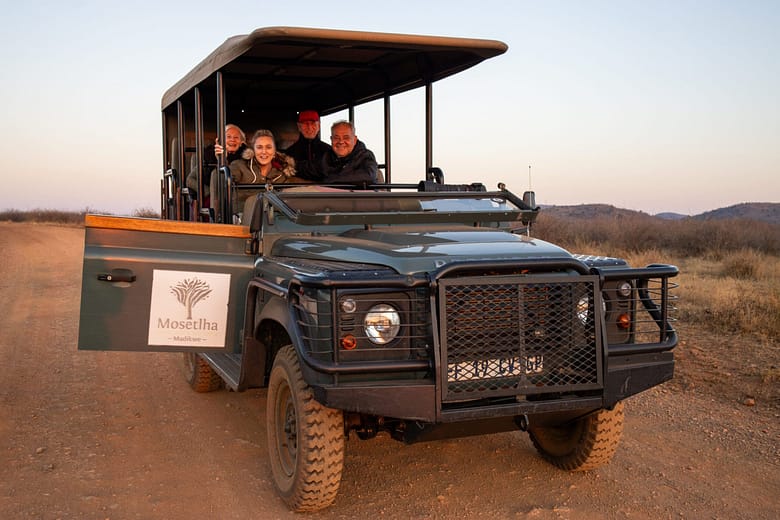 A game vehicle in Madikwe Game Reserve Morning and evening game drives are the best