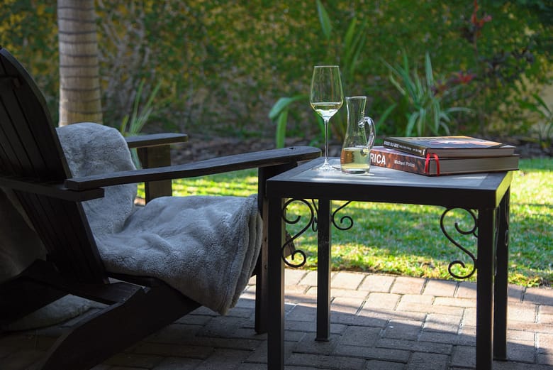 The patio of La Lechere Guest House