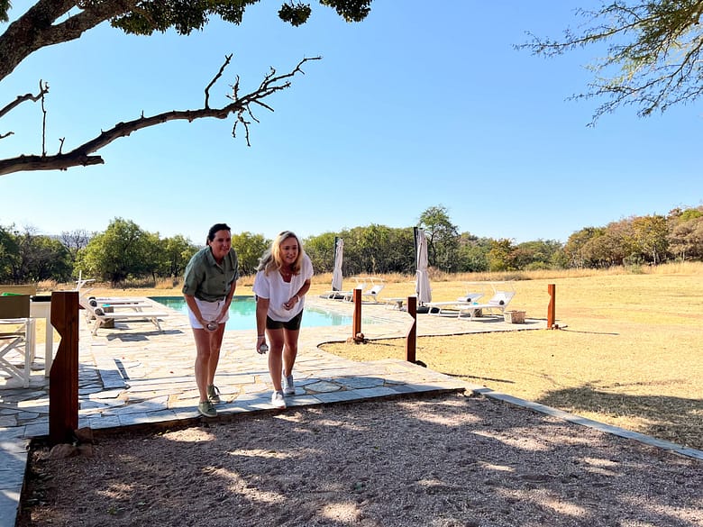 Two laddies playing Boccia at Zebras Crossing Game reserve