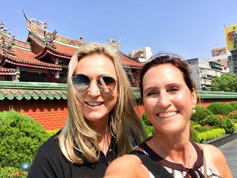 Taipei temple with travel buddies Bernie and Petra