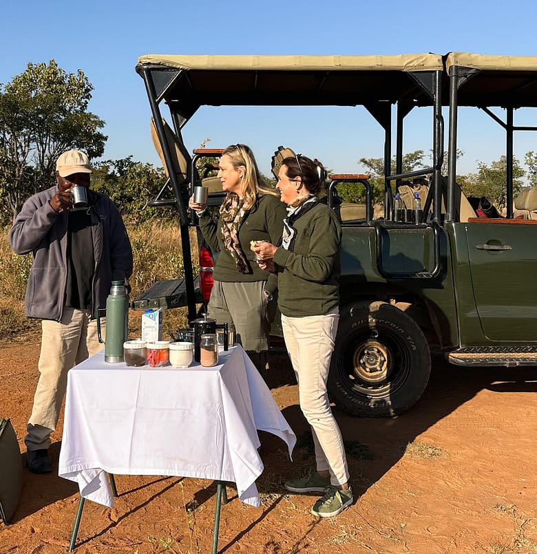 Bernie & Petra enjoying a game drive in the Welgevonden Game reserve