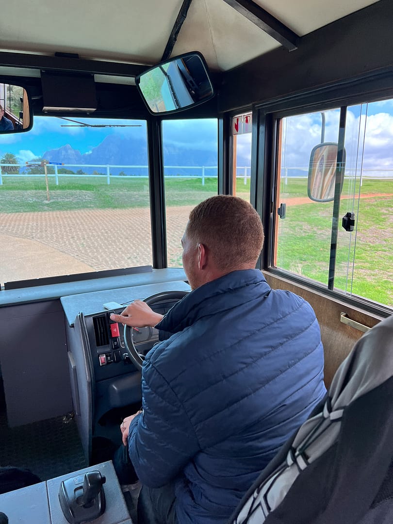 The drive of the Franschhoek car museum's tram