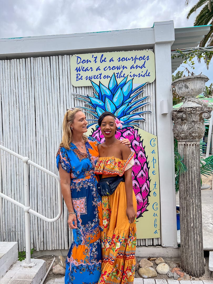 A waitress at Cape To Cuba and her traditional Cuban Dress